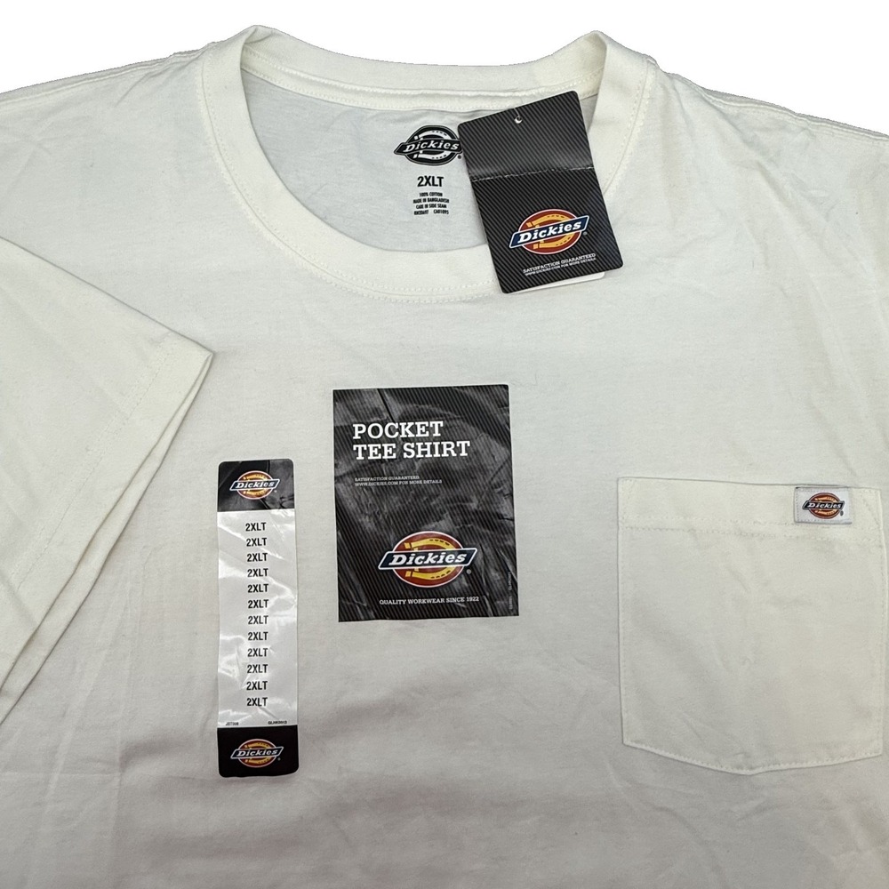 Dickies‎ Pocket T-Shirt Men's 2XLT Tall White Cotton Jersey Short Sleeve Tee NWT